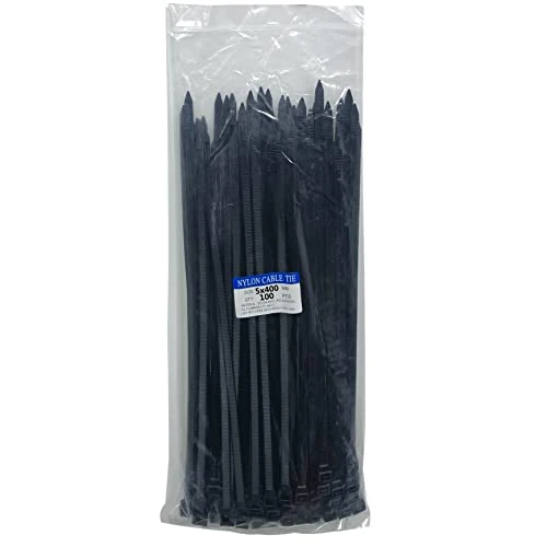 100 pcs 16 inch Cable Zip Ties Heavy Duty, Premium Plastic Wire Ties with 50 LBS Tensile Strength, Self-Locking Black Nylon Cable Tie Wraps Straps for Indoor and Outdoor