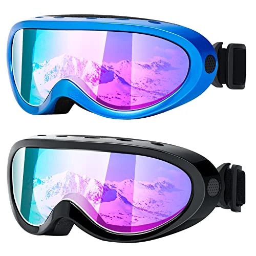 MAMBAOUT Kids Ski Goggles, 2-Pack Snowboard Goggles for Kids, Youth, Men Boys & Girls