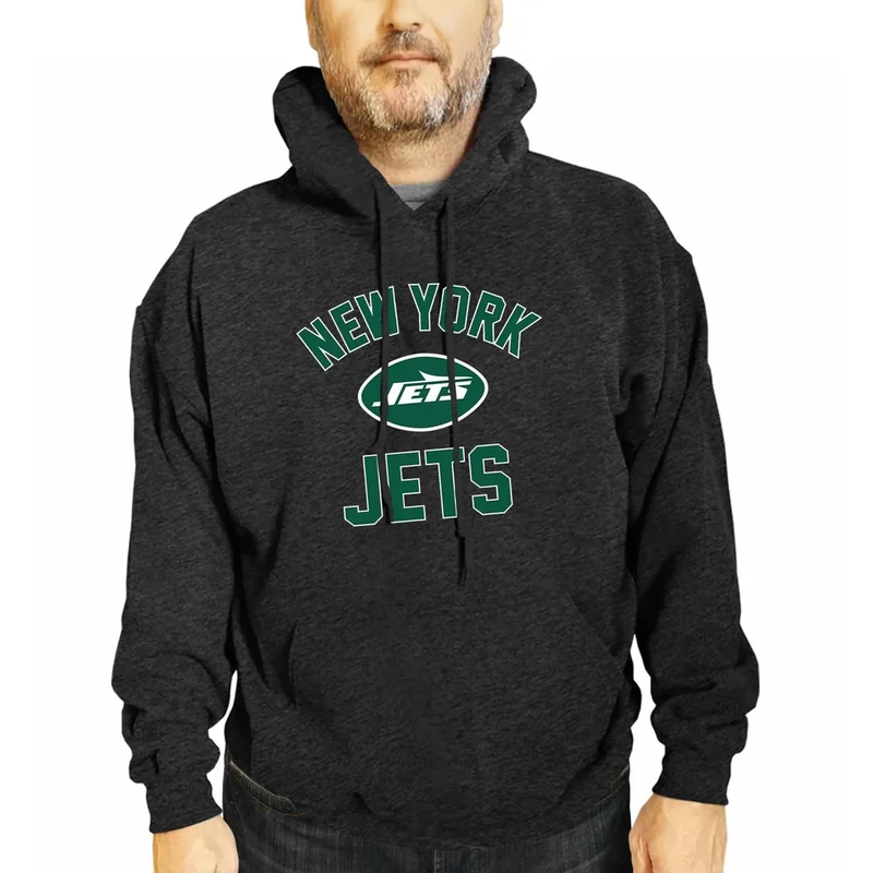 Team Fan Apparel NFL Adult Gameday Hooded Sweatshirt - Poly Fleece Cotton Blend - Stay Warm and Represent Your Team in Style (New York Jets - Charcoal, Medium)