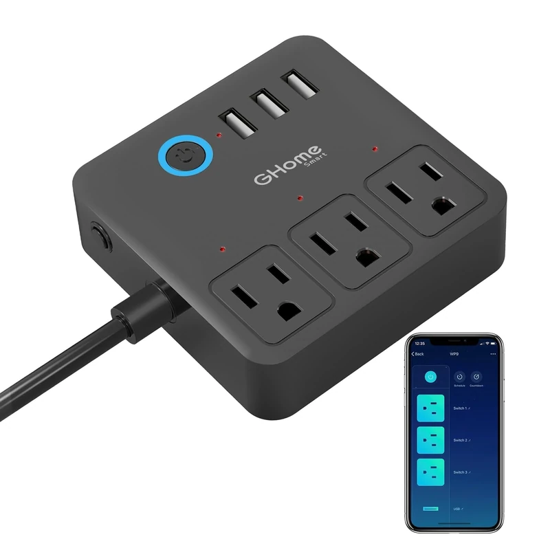 GHome WiFi Surge Protector - 3 USB, 3 Outlets, Alexa & Google Home - Image 1