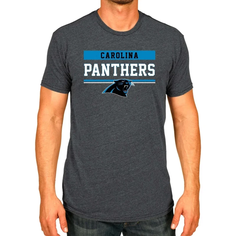Team Fan Apparel NFL Adult Team Block Tagless T-Shirt - Cotton Blend - Charcoal - Perfect for Game Day - Comfort and Style (Carolina Panthers - Charcoal, Small)