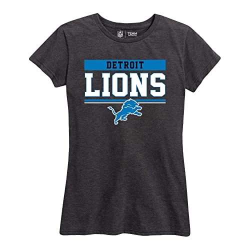 Team Fan Apparel NFL Women's Team Block Plus Sized Relaxed Fit T-Shirt - Charcoal Tagless Tee - Perfect Comfort & Style (Detroit Lions - Charcoal, 2X)