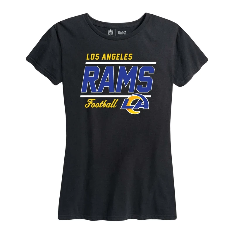 Team Fan Apparel NFL Gameday Women's Relaxed Fit T-Shirt - Rib Neck Contour - Tagless Short Sleeve Tee - Stay Cool & Stylish (Los Angeles Rams - Black, Medium)