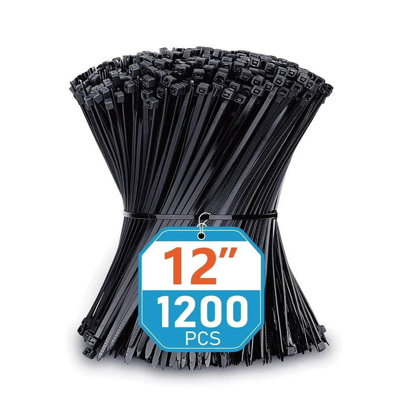 Karoka 12\" Zip Ties - 1200 Pack, 50lb Tensile, UV Resistant Cable Ties