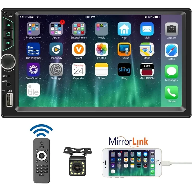 Leadfan 7\" Din Car Stereo 1024x600 Touchscreen, Mirror Link, Bluetooth