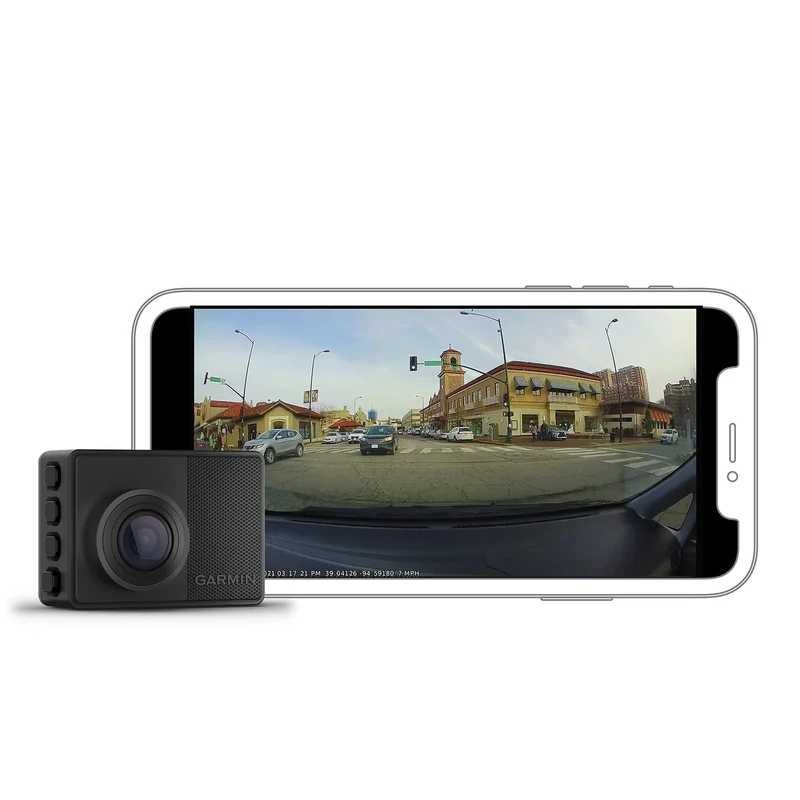 Garmin Dash Cam 67W, 1440p and Extra-Wide 180-degree FOV, Monitor Your Vehicle While Away w/ New Connected Features, Voice Control, Compact and Discreet, Includes Memory Card (Renewed)