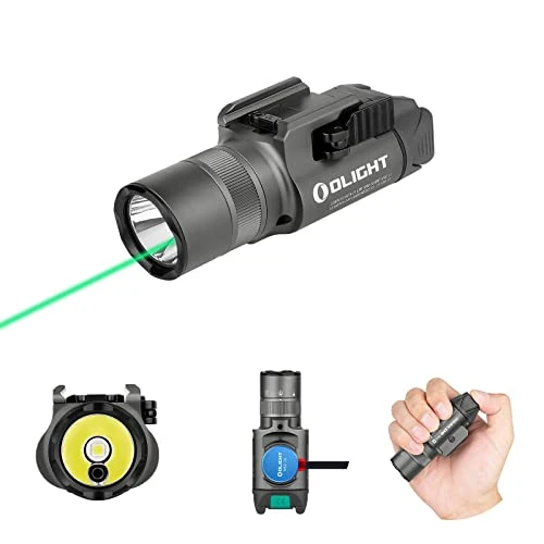 OLIGHT Baldr Pro R 1350 Lumens Magnetic USB Rechargeable Tactical Flashlight with Green Beam and White LED Combo, Mounted Weaponlight Compatible with 1913 or GL Rail, Built-in Battery (Gunmetal Grey)