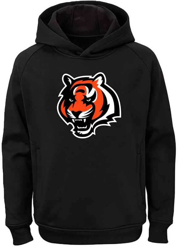 Outerstuff NFL Kids Youth 8-20 Team Color Alternate Polyester Performance Primary Logo Pullover Sweater Sweatshirt Hoodie - Cincinnati Bengals Black - X-Large 18-20