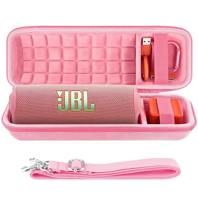 co2CREA Hard Travel Case Replacement for JBL Flip 7 6 5 Waterproof Portable Bluetooth Speaker (Pink Case)