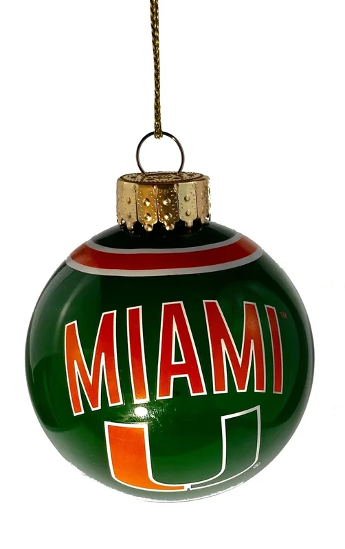 FOCO Miami Hurricanes Glass Ball Ornament, Officially Licensed NCAA Football Fan Decoration
