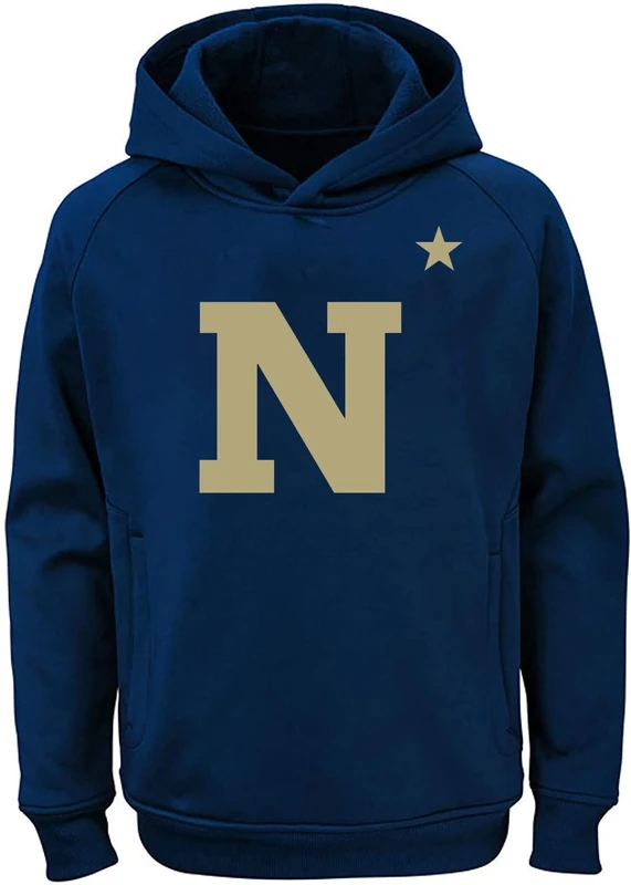 Outerstuff NCAA Youth 8-20 Team Color Performance Primary Logo Pullover Sweatshirt Hoodie (8, Navy Midshipmen Navy)