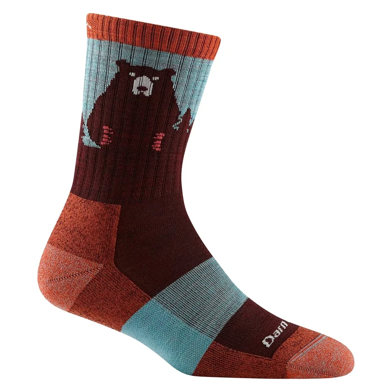 Darn Tough Vermont Women's Bear Town Micro Crew Lightweight with Cushion Sock (Style 1970) - Burgundy, Large