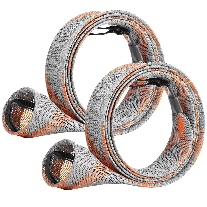 SF Standard Spinning Rod Sock Fishing Rod Sleeve Rod Cover Braided Mesh Rod Protector Pole Gloves Fishing Tools for Spinning Fishing Rod Gray-Orange-2PCS Fit Spinning Rod 6-1/2FT to 7-1/2FT - Image 1