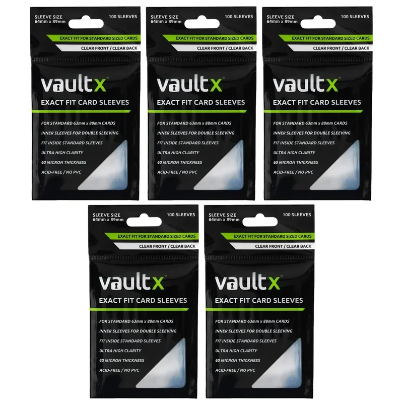 Vault X Exact Fit Trading Card Sleeves, Soft, High Clarity, Perfect Fit Inner Sleeves, Collectible Card Games, Sports, TCG (500 Pack)