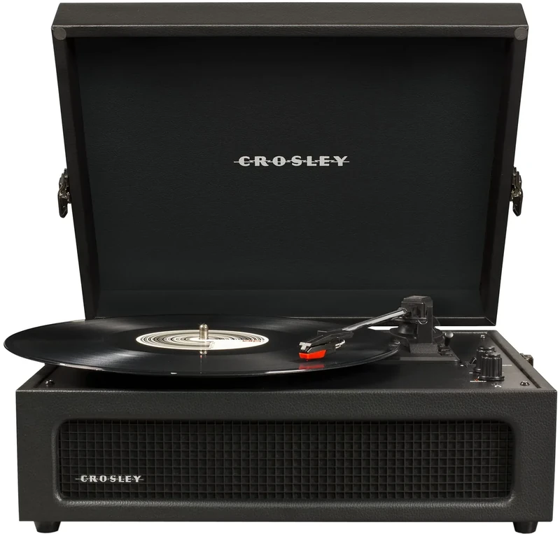 Crosley CR8017B-BK Voyager Vintage Portable Vinyl Record Player Turntable with Bluetooth in/Out and Built-in Speakers, Black