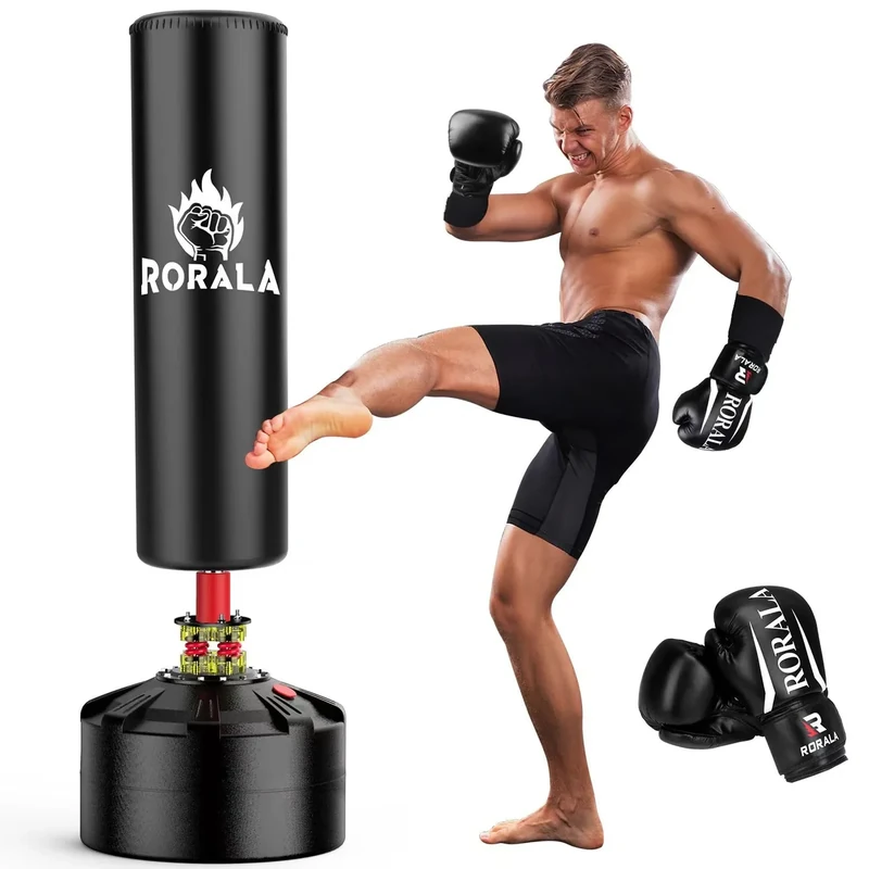 RORALA Punching Bag with Stand 70"-203lbs, Freestanding Heavy Boxing Bag Including 12OZ Boxing Gloves for Adult Youth, Kids Gift Selection