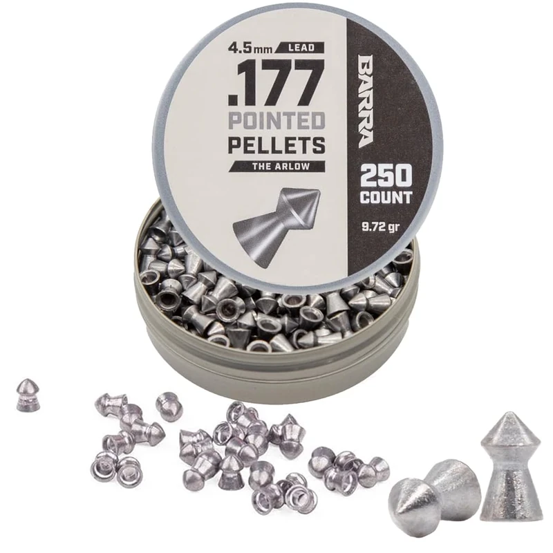 Barra Airguns Arlo Pointed Pellets for Pellet Gun, 0.177 Caliber 4.5mm Pellet, Hunting Grade, Maximum Penetration, Ideal for Small Game Hunting, Increased Accuracy, 250 Count