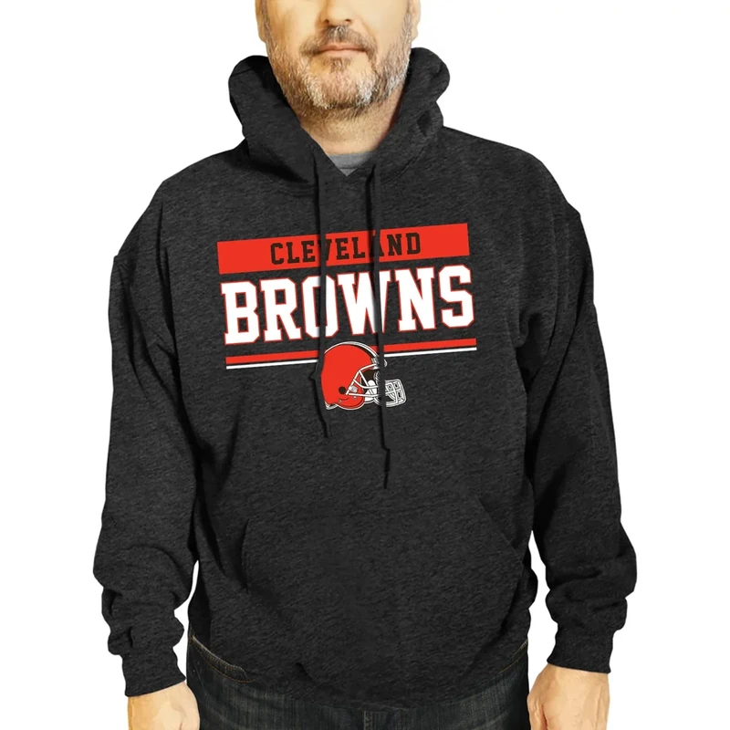 Team Fan Apparel NFL Adult Gameday Charcoal Hooded Sweatshirt - Cotton & Polyester - Stay Warm & Represent Your Team in Style (Cleveland Browns - Charcoal, XX-Large)