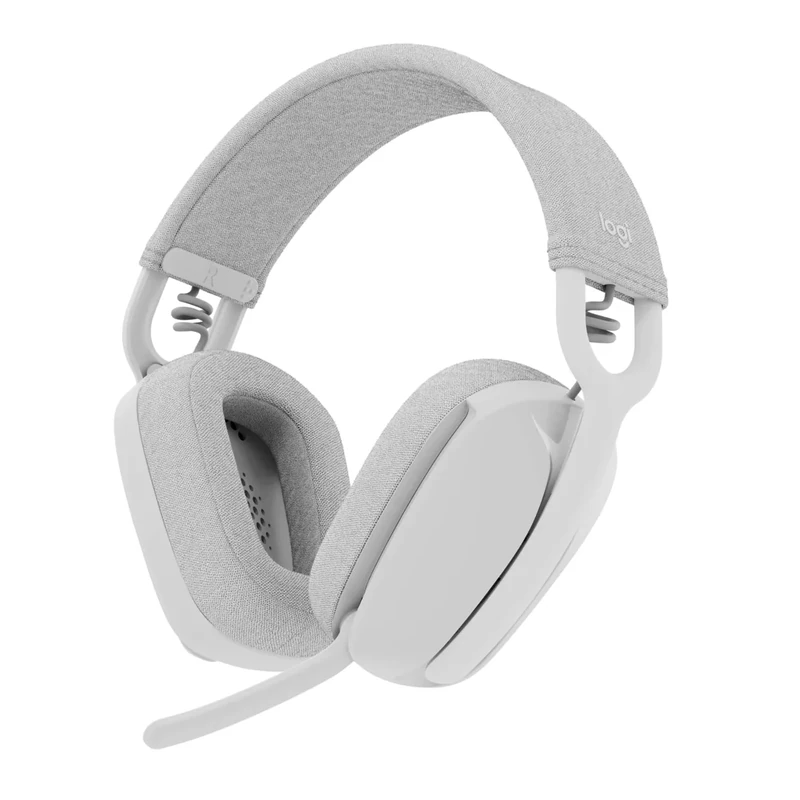 Logitech Zone Vibe 100 Lightweight Wireless Over Ear Headphones with Noise Canceling Microphone, Advanced Multipoint Bluetooth Headset, Works with Teams, Google Meet, Zoom, Mac/PC - Off White