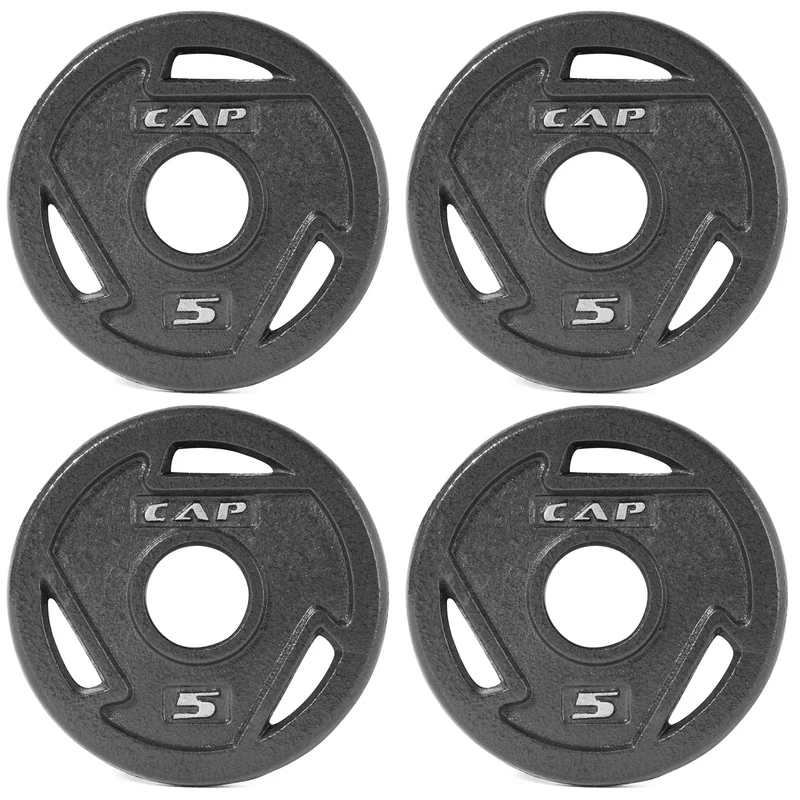 CAP Barbell 2-Inch Olympic Grip Weight Plate, 5 lb, Set of 4, 5 lb, Set of 4 Black (OPHWIS-005)