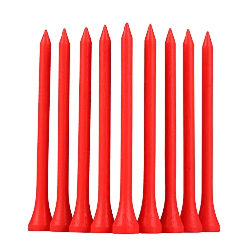 GFGL Golf Tees (red) Durable Bamboo Tees 100Pcs 3-1/4" Friendly Biodegradable Material Reduce Friction Side Spin More Stable