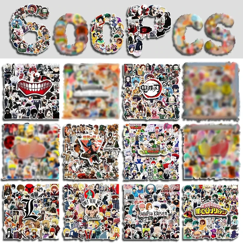 Arme 600pcs Anime Stickers - Waterproof Laptop & Bottle Decals