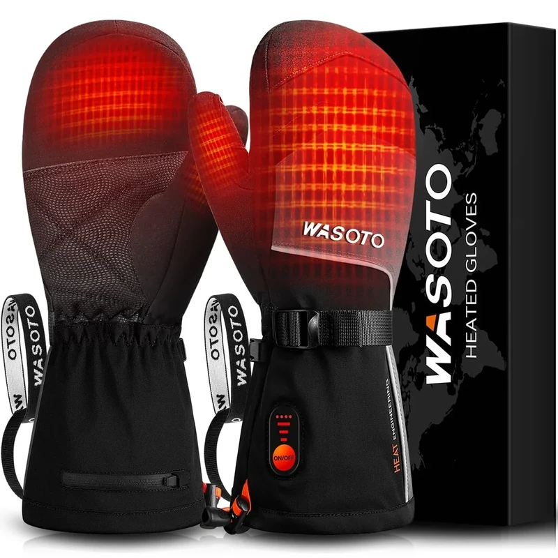 Heated Mittens Gloves for Women Men 7.4V 22.2WH Electric Rechargeable Waterproof Ski Gloves for Winter Work Skiing Snowboarding Hiking Fishing Camping(S)