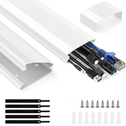 TV Cord Hider for Wall, Delamu Large Cord Cover Cable Management, Wire Hiders for TV On Wall Mount TV, Paintable Cable Hider Cable Cover Concealer, Wire Covers for Cords, W2.34H0.79