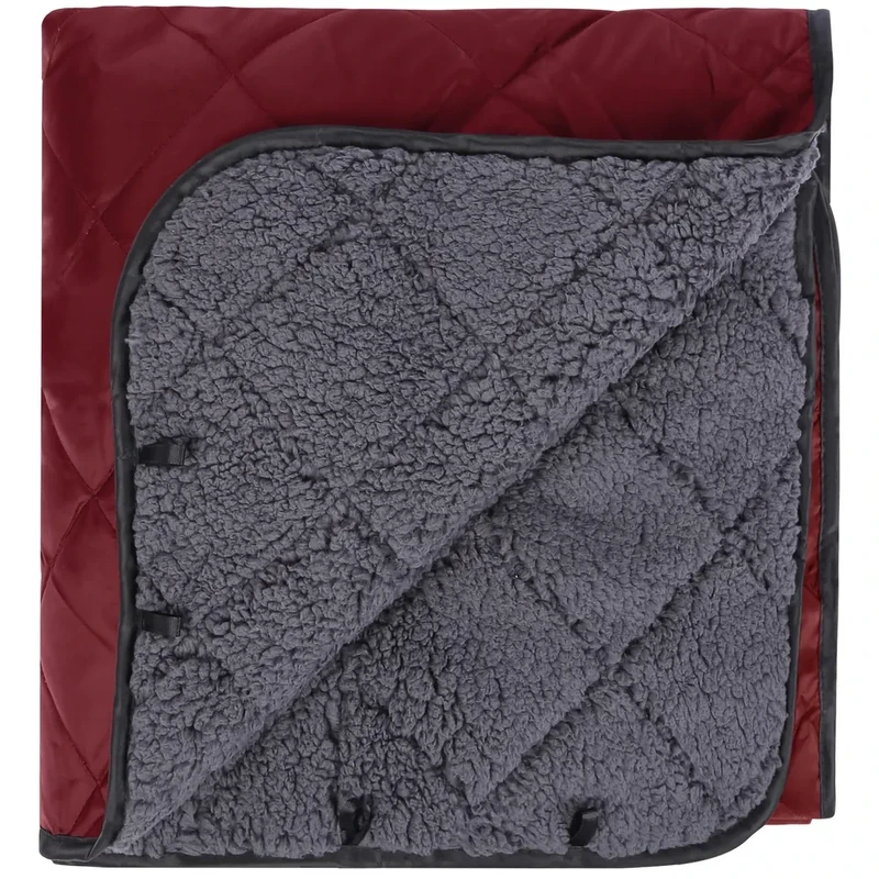 REDCAMP Large Warm Blanket with Sherpa Lining, Cold Weather Outdoor Blanket Windproof for Camping Stadium, Machine Washable 79"x 79" Red