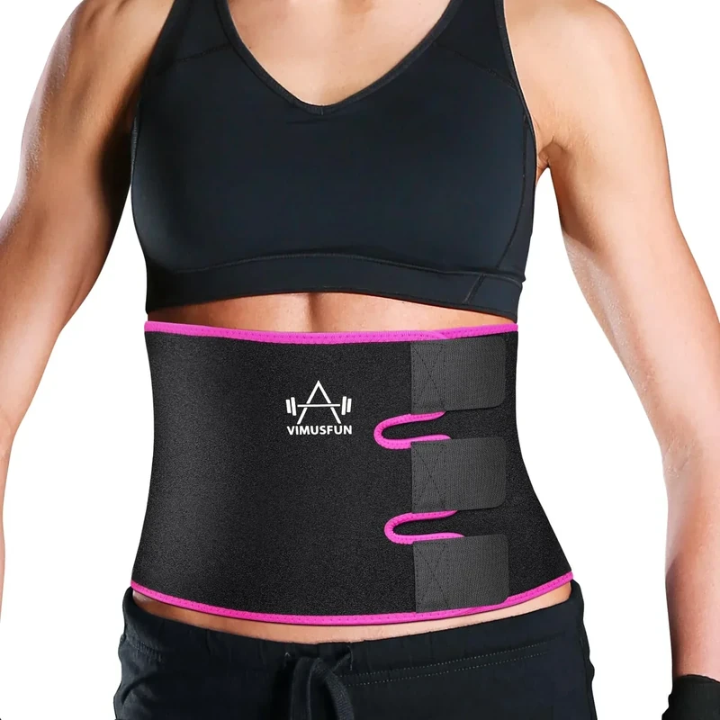 VIMUSFUN Waist Trimmer Belt Men Sweat Band Stomach Wrap, Waist Trainer for Women-Pink M