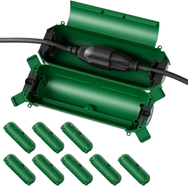 Flemoon 9-Pack Outdoor Cord Safety Cover - IPX4 Waterproof Green
