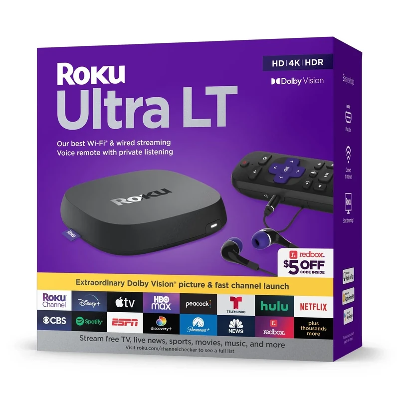 Roku Ultra LT 4K HDR Player with Voice Remote - HDMI & Ethernet