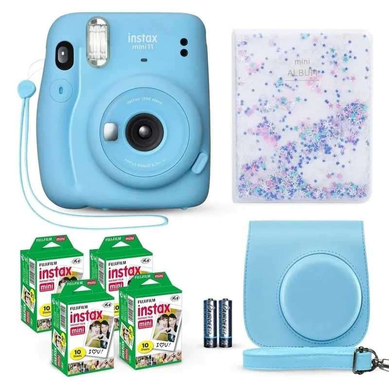 Fujifilm Instax Mini 11 Sky Blue Bundle - 40 Film, Case & Album