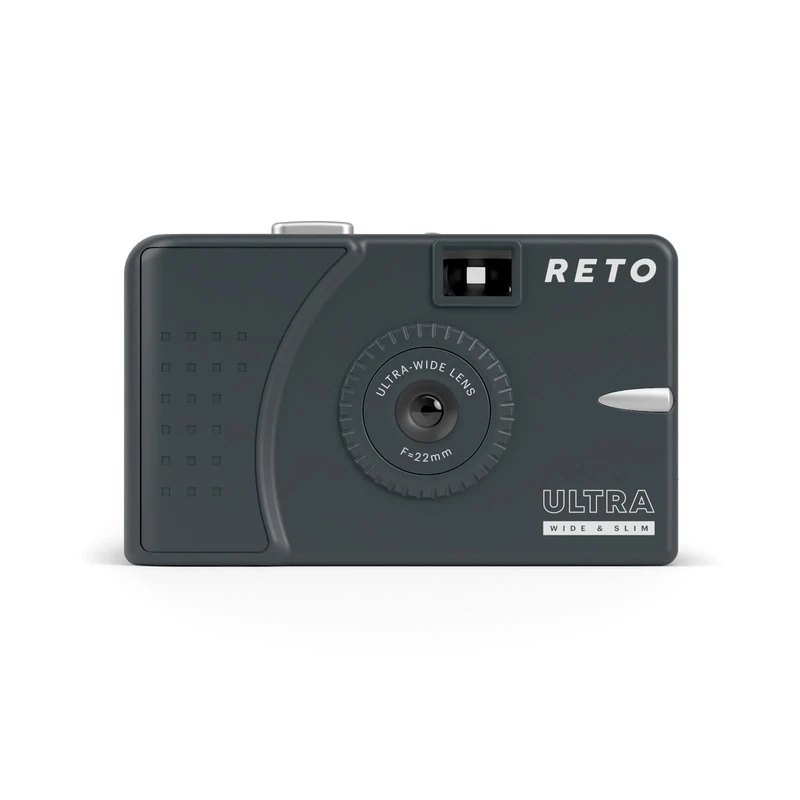 RETO Ultra Wide and Slim 35mm Reusable Daylight Film Camera - 22mm Wide Lens, Focus Free, Light Weight, Easy to Use (Charcoal)