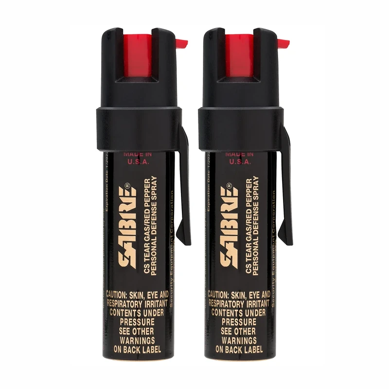 SABRE 3-in-1 Compact Defense Spray – Pepper Spray, Tear Gas & UV Dye, Max Police Strength, Belt Clip for Quick Access, 4X Longer Spray Time (Up to 13 Seconds), 0.67 fl oz, Secure & Easy Safety