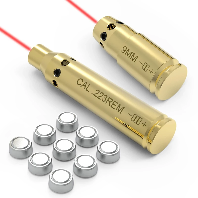 Laser Boresighter 223, 9MM Laser BoreSight Tool, Red Dot Boresighting Kit for Hunting with AG3 Batteries (Bullet Type)