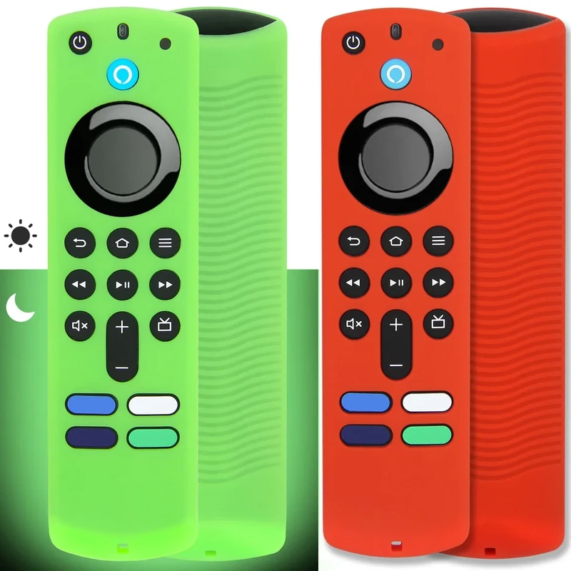 PINOWU 2-Pack Cover for Fire TV Stick 4K Alexa Remote - Glow Green - Image 1