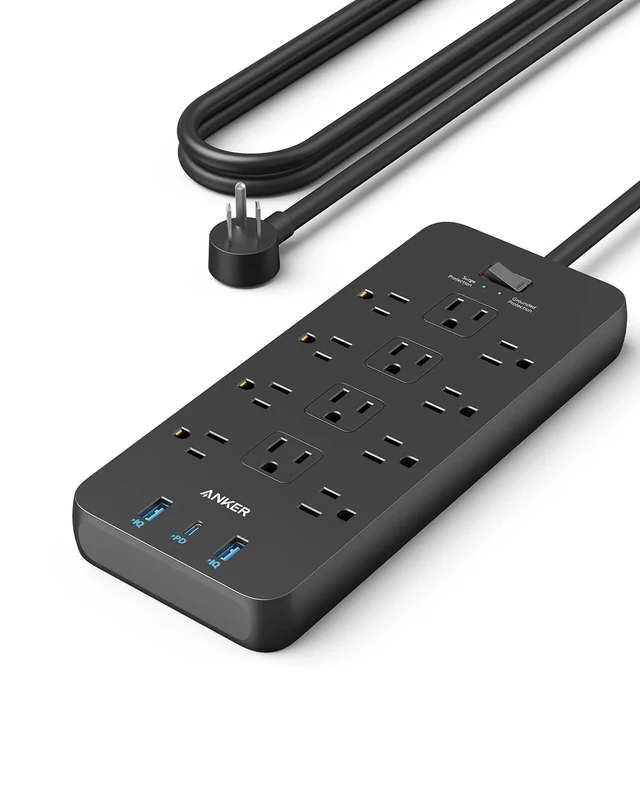 Anker 12-Outlet Surge Protector Strip with USB-C, USB-A - 2100J