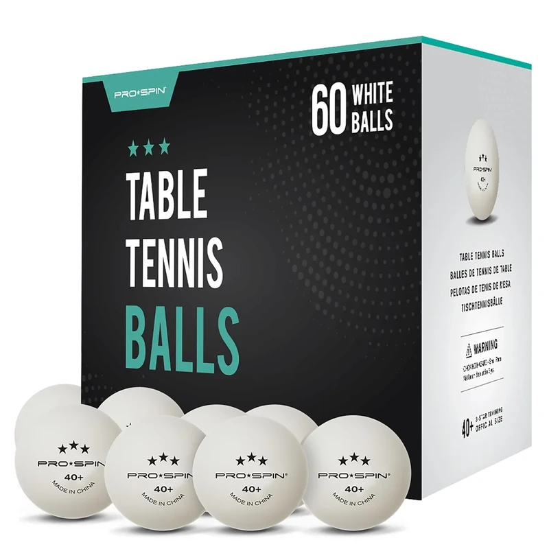 PRO-SPIN Ping Pong Balls - 3-Star Premium White Table Tennis Balls | High-Performance 40+ ABS Professional Quality (Pack of 60)