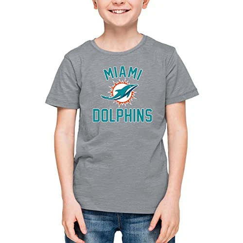 Team Fan Apparel NFL Youth Gameday Football T-Shirt, Lightweight Tee, Tagless Sports Gear, Boys and Girls Apparel (Miami Dolphins - Gray, X-Large)