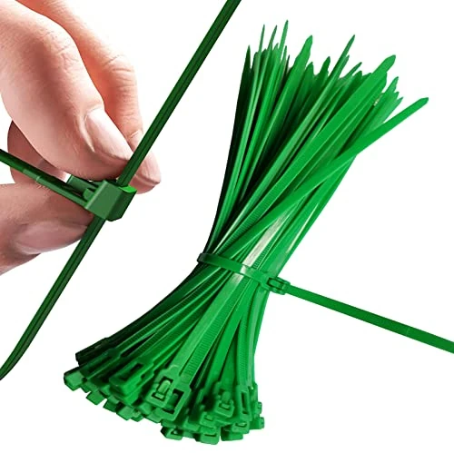 Releasable Reusable Zip Ties 8 inch Heavy Duty Zip Tie Green Cable Ties Reusable 100 Pack 50lb Tensile Strength Nylon Cable Wire Ties for Multi-Purpose Use Indoor And Outdoor Plastic Tie Wire
