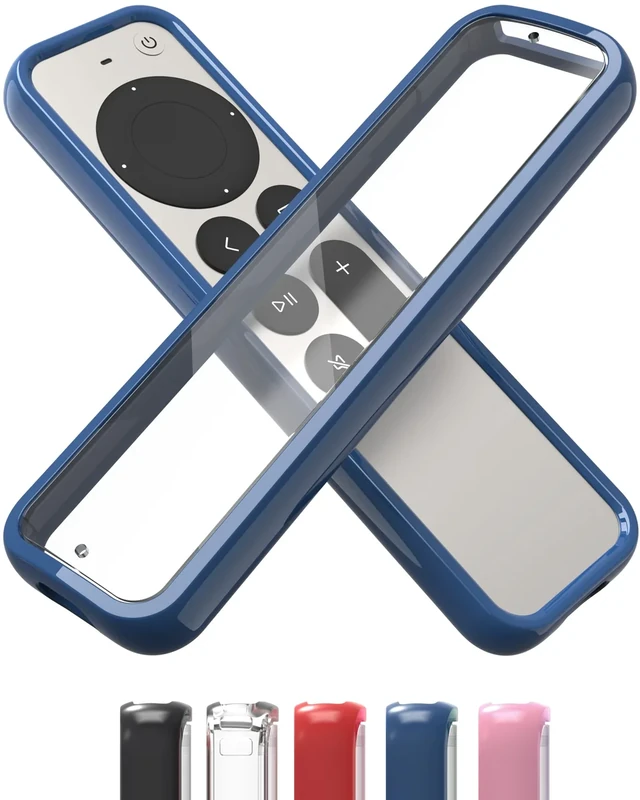TotalMount Rim Case for Apple TV Remote - Slim Blue Rim & Clear Back