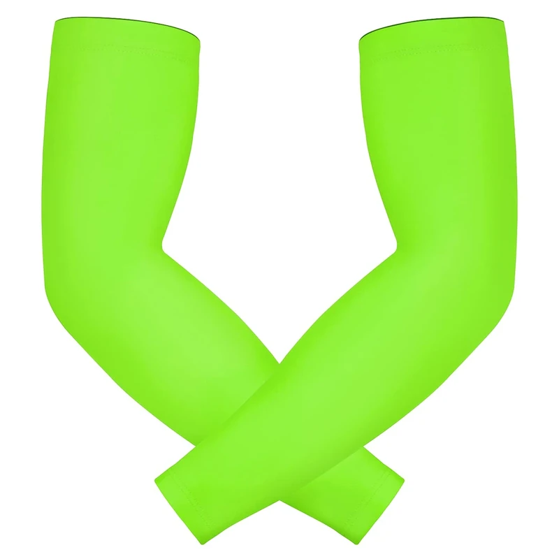 HDE Arm Compression Sleeves for Kids Basketball Shooting Sleeve Youth Sports Cooling Sun Protection Football Baseball 1 Pair Action Green - YM