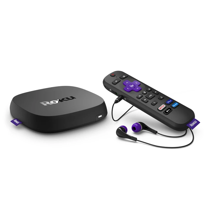 Roku Ultra | The Ultimate Streaming Device 4K/HDR/Dolby Vision/Atmos, Rechargeable Roku Voice Remote Pro, Ethernet Port, Hands-Free Controls, Lost Remote Finder, Free & Live TV