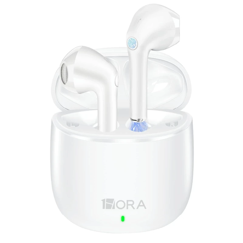 1 Hora BT 5.3 Earbuds - Deep Bass, Mic, Charging Case for iPhone