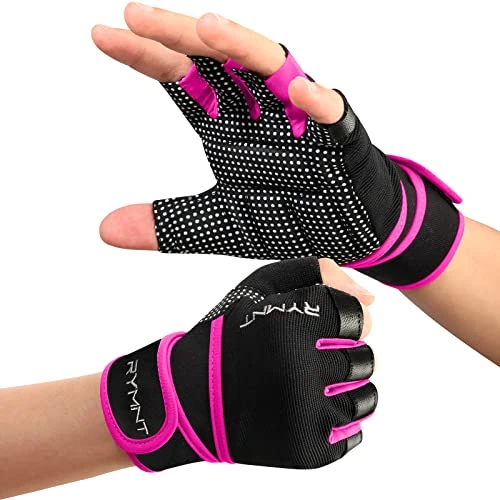 RYMNT Workout Gloves with Wrist Wrap Support, Weight Lifting Gloves with Full Palm Protection & Extra Grip for Men Women Gym Exercise, Fitness, Weightlifting, Pull ups, Power Lifting,Green-L