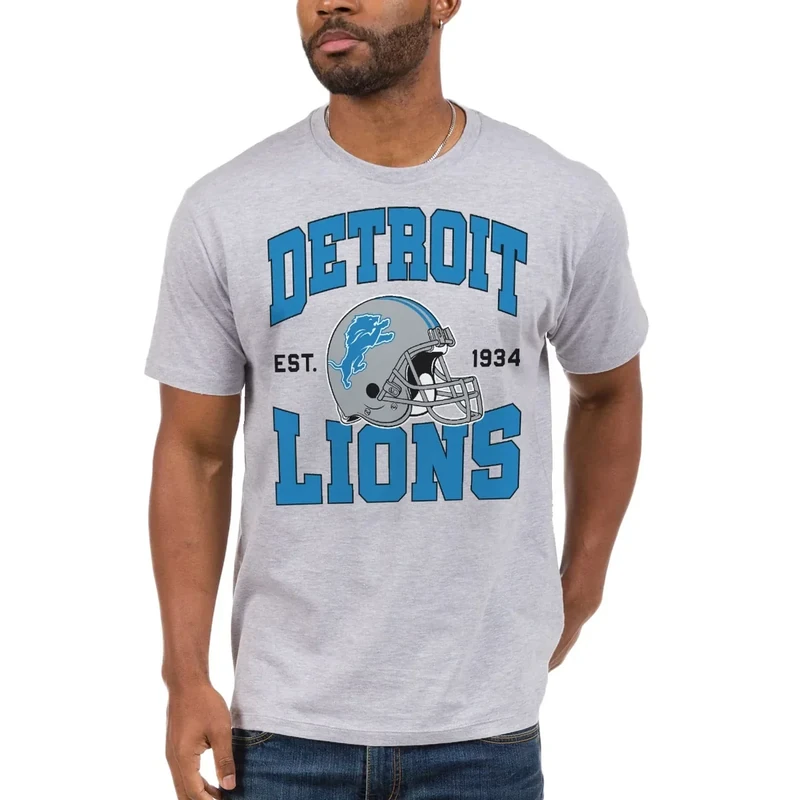 Junk Food NFL - Detroit Lions - Team Helmet - Officially Licensed Adult Short Sleeve Fan Tee for Men and Women