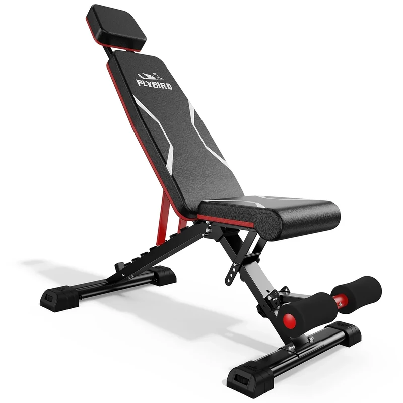 FLYBIRD Adjustable Weight Bench, Workout Benches for Home Gym, Sturdy Durable Comfortable Bench for Dumbbell Exercise Full Body Workout