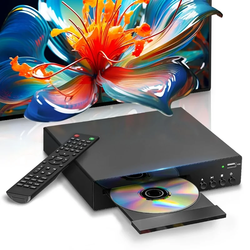 DVD Players for TV with HDMI, All Region Free DVD Player for Smart TV, HDMI and RCA Cables & Remote Included, USB Input, PAL/NTSC, Up-Convert to 1080P