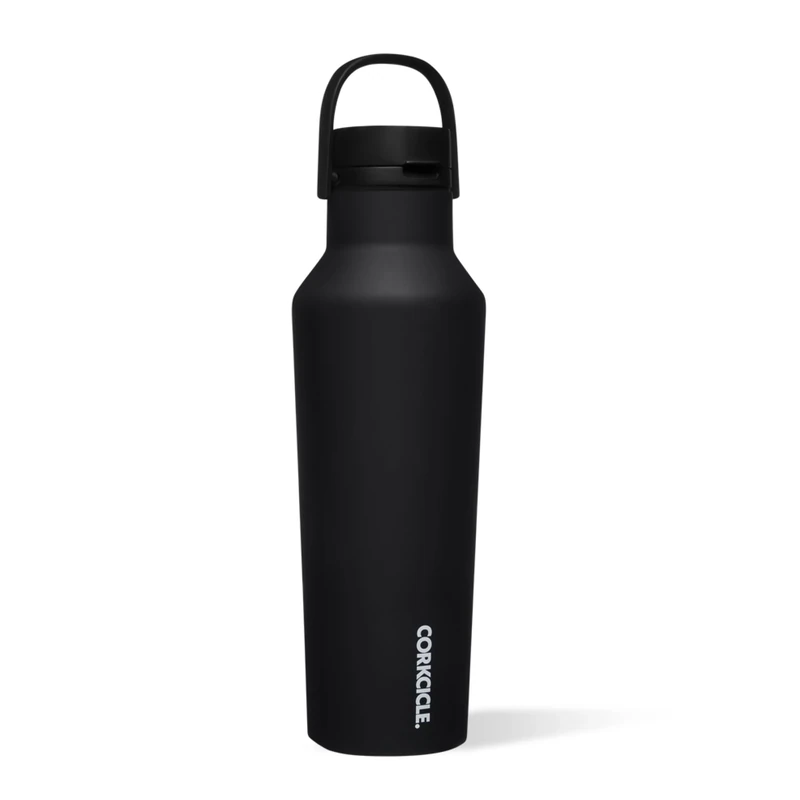 Corkcicle Sport Canteen - Keeps Drinks Cold 25 Hours - Stainless Steel Water Bottle - Triple-Insulated - Spill-Proof - Summer Drinkware Gift - Keeps Drinks Ice Cold - 20 oz - Matte Black